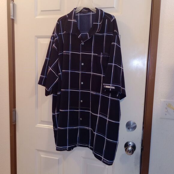 Vintage Southpole  Navy Blue Plaid Shirt Button Up Size 2XL Spell Out HAS A HOLE - Picture 1 of 7